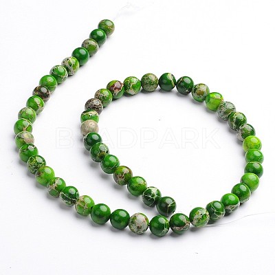 Dyed Natural Imperial Jasper Round Bead Strands G-M274-02-8mm-1