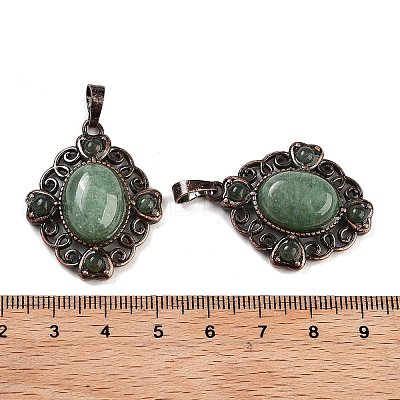 Natural Green Aventurine Rhombus Pendants G-K363-02R-01-1
