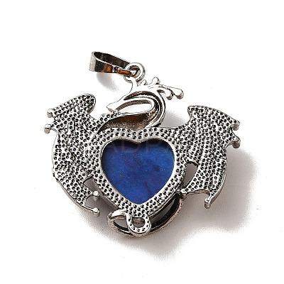Natural Lapis Lazuli Dyed Heart Pendants KK-K331-01AS-01-1