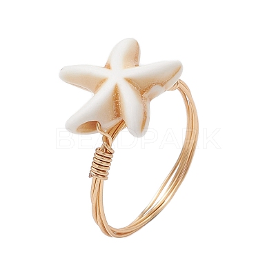 Synthetic Turquoise Finger Rings RJEW-JR00878-02-1