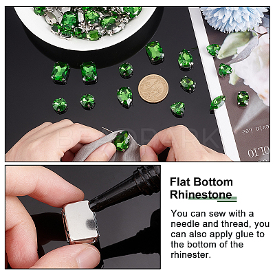 AHADEMAKER 1 Set Teardrop/Horse Eye/Heart/ Flat Round/Oval/Rectangle Octagon Shape Sew on Rhinestone FIND-GA0005-72A-1