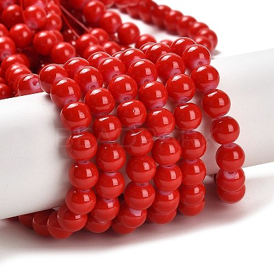 Painted Glass Bead Strands DGLA-S071-8mm-49-1