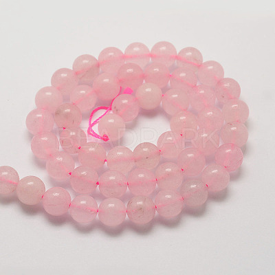 Natural Rose Quartz Bead Strands G-G735-46-8mm-1