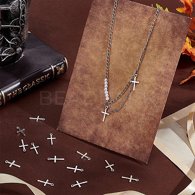 100PCS Cross Tibetan Style Alloy Pendants TIBEP-UN0001-10-1