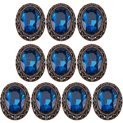 10Pcs 1-Hole Alloy Rhinestone Shank Buttons BUTT-GF0003-52B-1