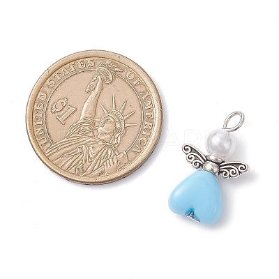 Acrylic & ABS Plastic Imitation Pearl Angel Pendants PALLOY-JF04466-02-1
