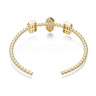 Sparkle Cubic Zirconia Ball Beaded Cuff Bangle for Her BJEW-N012-003-NF-1