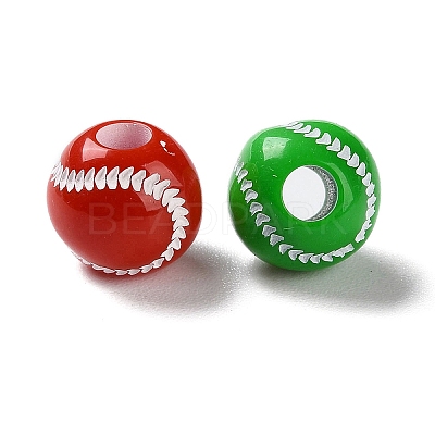 Spray Printed Opaque Acrylic European Beads SACR-P031-25C-1