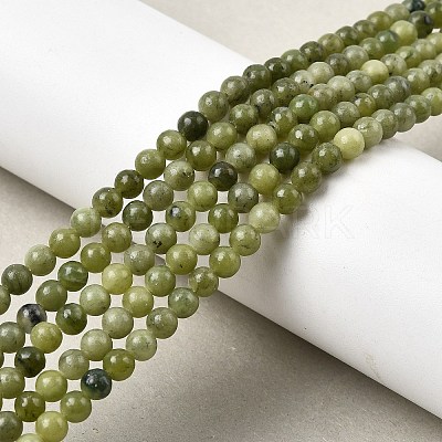 Natural Chinese Jade/Southern Jade Beads Strands G-G735-38-4mm-1