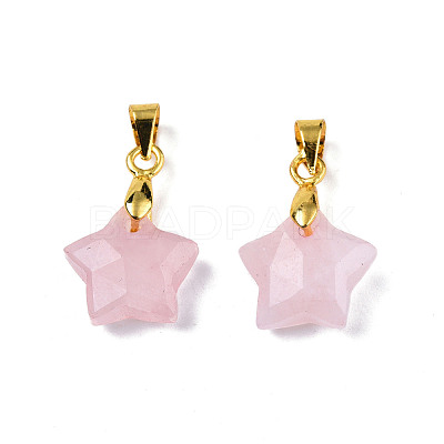Natural Rose Quartz Charms G-N326-142-09-1