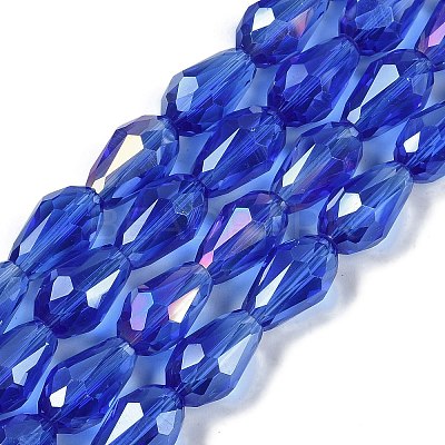 Transparent Electroplate Glass Beads Strands EGLA-N013-T8mm-B11-1