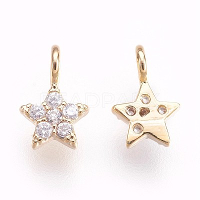 Brass Micro Pave Cubic Zirconia Charms KK-P157-07G-NF-1
