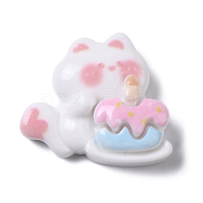 Cat Birthday Party Theme Opaque Resin Decoden Cabochons RESI-B019-03E-1