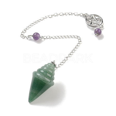 Natural Green Aventurine Pointed Dowsing Pendulums G-K338-13P-02-1
