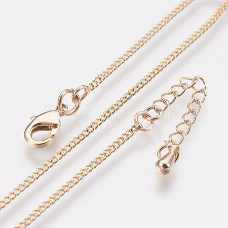 Long-Lasting Plated Brass Curb Chain Necklaces NJEW-K112-07G-NF-1