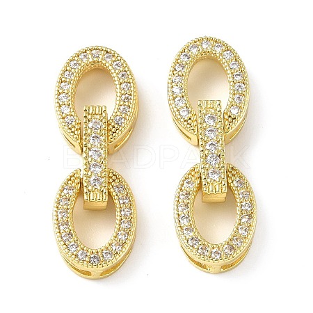 Rack Plating Brass Micro Pave Clear Cubic Zirconia Fold Over Clasps KK-G448-04G-1