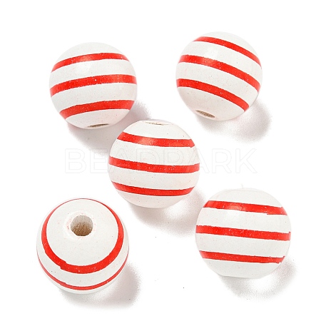 Printed Wood European Beads WOOD-G022-14B-1