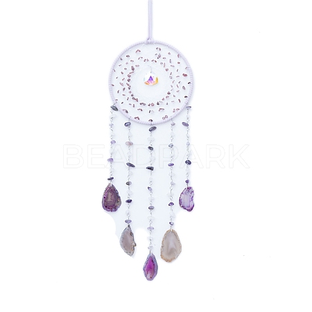 Natural Agate Woven Web/Net  Hanging Ornaments PW-WGD3A40-01-1