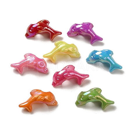 Plating Opaque Acrylic European Large Hole Beads OACR-E039-45-1