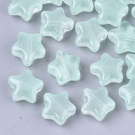 Transparent Spray Painted Glass Beads GLAA-N035-01-A05-1