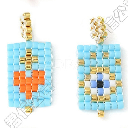 2Pcs 2 Styles Glass Seed Beaded Pendants PALLOY-PH01995-02-1