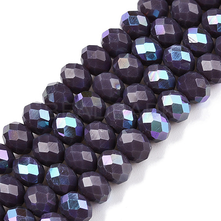 Electroplate Opaque Solid Color Glass Beads Strands EGLA-A044-P6mm-L11-1