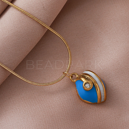 Vintage European 304 Stainless Steel Half Oval Pendant Necklaces for Women PK1289-1