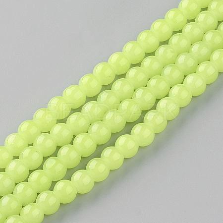 Baking Paint Imitation Jade Glass Round Bead Strands DGLA-Q021-6mm-08-1