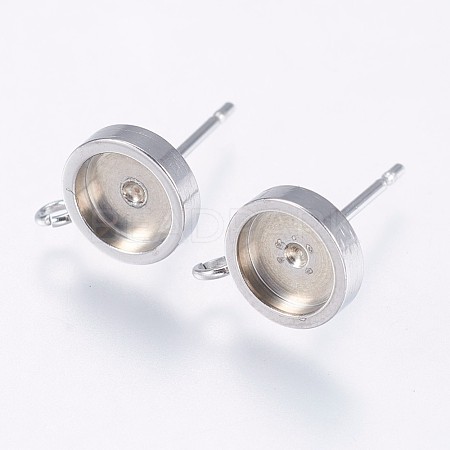304 Stainless Steel Stud Earring Settings X-STAS-I069-40-6MM-1