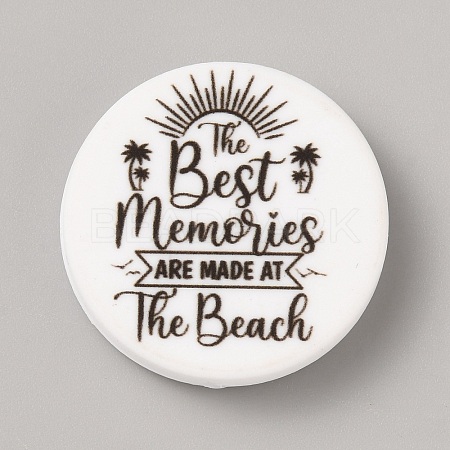 Flat Round with Word Food Grade Eco-Friendly Printed Silicone Focal Beads LS-SIL-SZC0008-07A-1