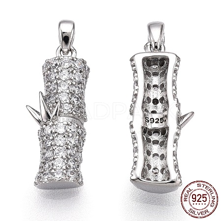 Rhodium Plated 925 Sterling Silver Micro Pave Cubic Zirconia Pendants STER-T004-61P-1