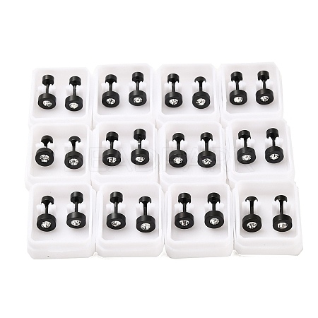 Flat Round Crystal Rhinestone Ear Fake Plugs EJEW-H105-21EB-B-1