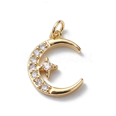 Brass Micro Pave Cubic Zirconia Pendants KK-E003-17G-1