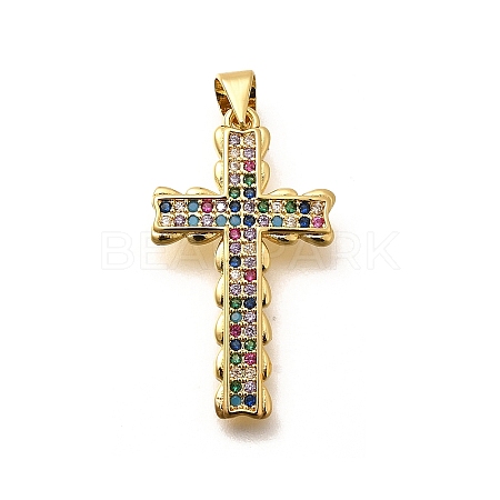 Rack Plating Brass Micro Pave Cubic Zirconia Pendants KK-L226-005G-01-1