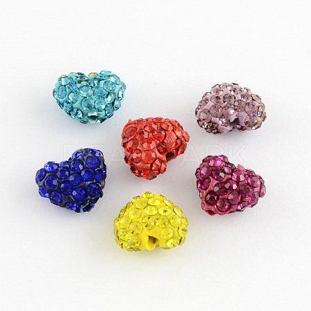 Heart Polymer Clay Grade A Rhinestone Beads RB-S024-M-1