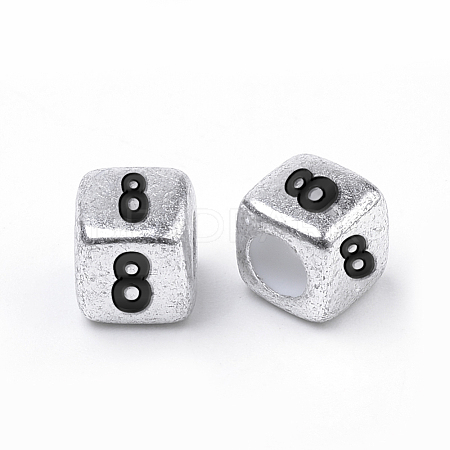 Antique Silver Plated Acrylic Beads PB43C9308-8-1