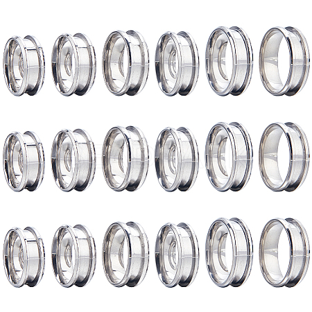 SUNNYCLUE 18Pcs 6 Size 304 Stainless Steel Grooved Finger Ring Settings RJEW-SC0001-05P-1