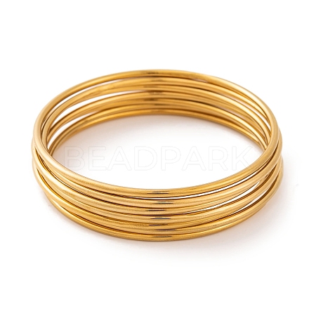 7Pcs PVD Vacuum Plating 304 Stainless Steel Bangles Set for Women BJEW-A011-09A-G-1