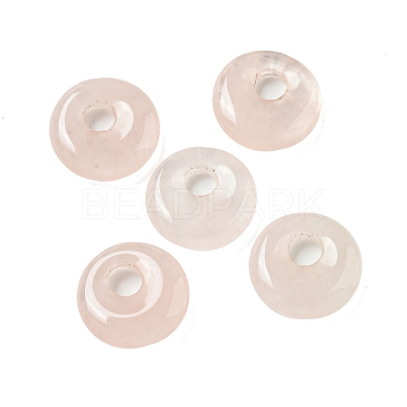 Natural Rose Quartz Donut/Pi Disc Charms G-G142-02G-1
