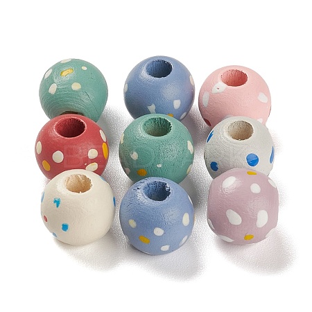 Spray Painted Natural Maple Wood European Beads WOOD-M007-05A-1