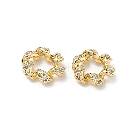 Brass Micro Pave Clear Cubic Zirconia European Beads KK-D228-03G-1