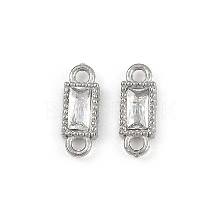 304 Stainless Steel Pave Clear Cubic Zirconia Rectangle Links Connector Charms STAS-F322-13P-1