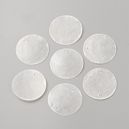 Natural Shell Slice Connector Charms LS-SSHEL-WH0001-45-1