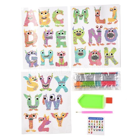 DIY Cartoon A~Z Letters Diamond Painting Stickers Kits For Kids DIY-O016-12-1