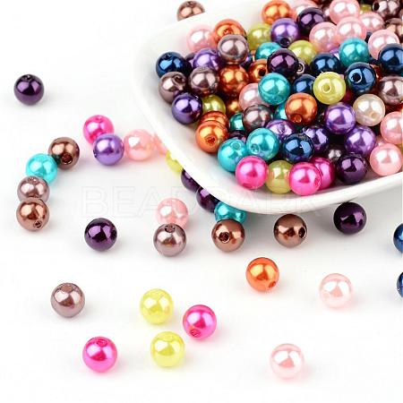 Mixed Color Imitation Pearl Acrylic Mardi Gras Round Beads X-PACR-8D-M-1