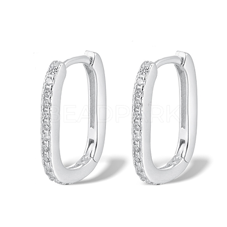 Rhodium Plated 925 Sterling Silver Micro Pave Cubic Zirconia Hoop Earrings for Women EJEW-F317-23P-1