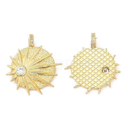 Brass Micro Pave Cubic Zirconia Pendants X-KK-P236-03G-1