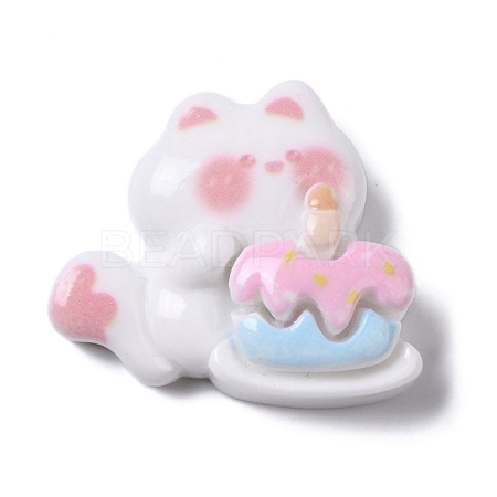 Cat Birthday Party Theme Opaque Resin Decoden Cabochons RESI-B019-03E-1