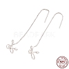 Rhodium Plated 925 Sterling Silver Bowknot Threader Earrings EJEW-P195-03P-1