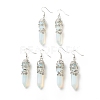 Opalite Bullet with Flower Dangle Earrings EJEW-G300-02P-04-1